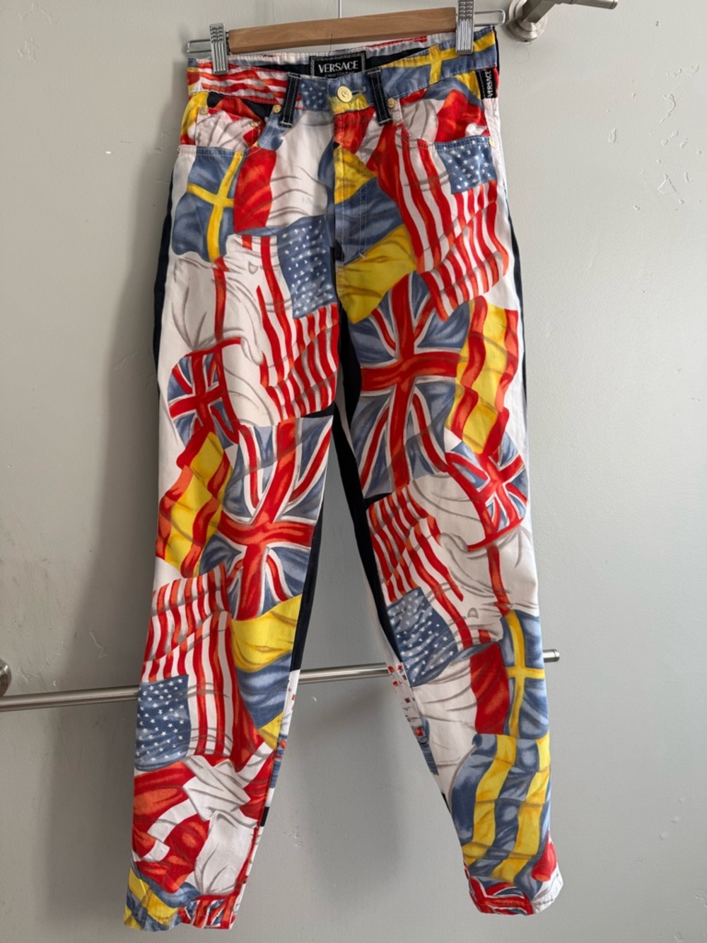 Versace Jeans Couture Flag-Detail Jeans in Red, White & Blue
